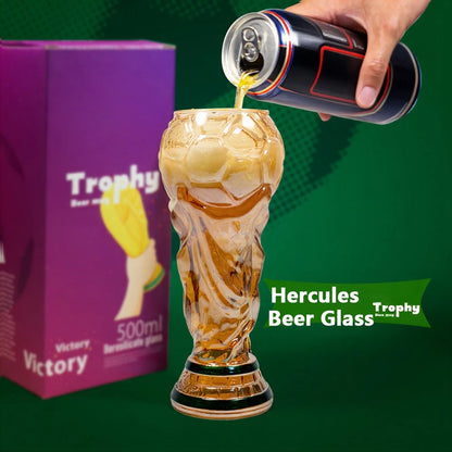 Celebrate Your Team Spirit with the Football Soccer Trophy Shaped Beer Glass Cup - Perfect for Parties and Gifts!