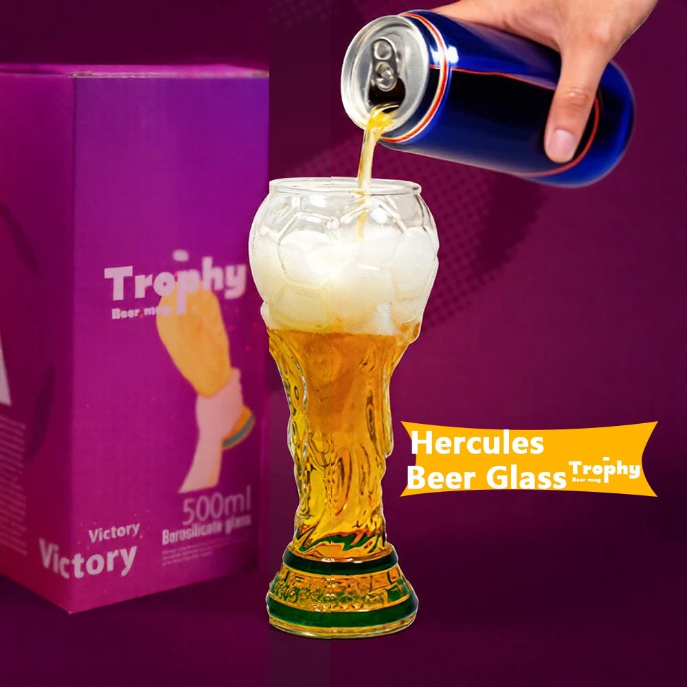 Football Soccer Trophy Shaped Beer Glass Cup - Ideal for Celebrations and Gifting