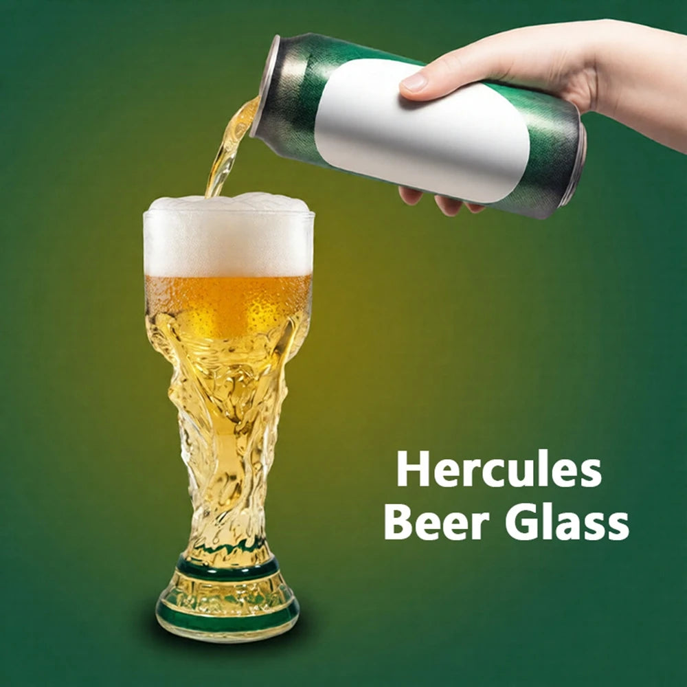 Celebrate Your Team Spirit with the Football Soccer Trophy Shaped Beer Glass Cup - Perfect for Parties and Gifts!