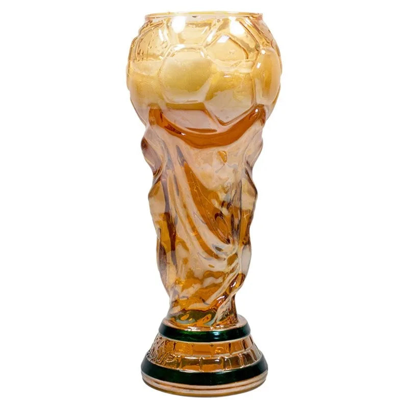 Celebrate Your Team Spirit with the Football Soccer Trophy Shaped Beer Glass Cup - Perfect for Parties and Gifts!