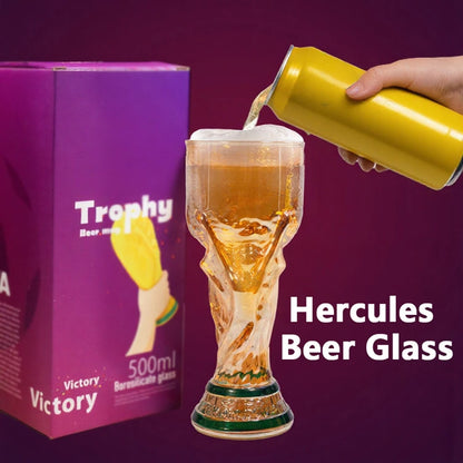 Celebrate Your Team Spirit with the Football Soccer Trophy Shaped Beer Glass Cup - Perfect for Parties and Gifts!